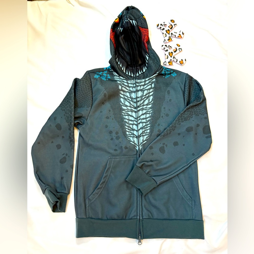 Boy’s Gray Zip Hoodie Jurassic World “Blue” Velociraptor